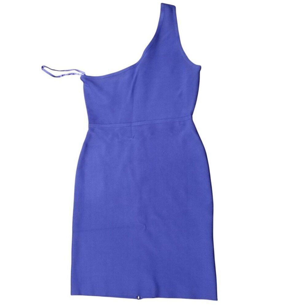 Vintage Y2K BCBG Maxazria Bandage Dress Womens Size L Blue Body Con One Shoulder